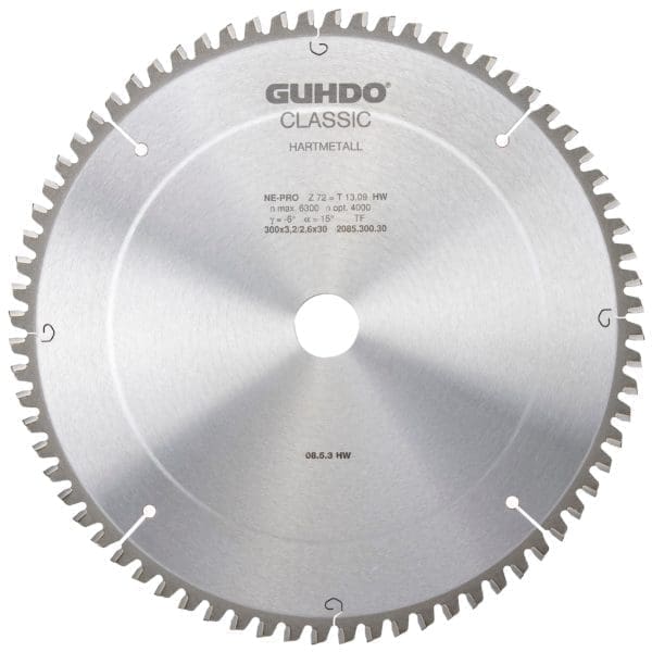 negative hook non-ferrous saw blade series 2085 circular blade with carbide teeth for cutting aluminum and plastic profiles